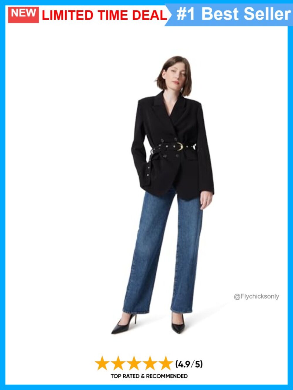 Oversized Double Breasted Belted Wide Blazer